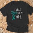 Uomo I Wear Teal For My WifeCancro Ovarico Maglietta Regalos para ancianos