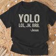 Vintage Retro Yolo Lol Jk Brb Jesus Christian T-Shirt Gifts for Old Men