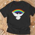 Weiße Friedenstaube Mit Regenbogen T-Shirt Geschenke für alte Männer