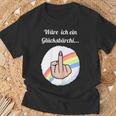 Women's Rainbow Was Ich Ein Glücksbärchi Middle Finger T-Shirt Geschenke für alte Männer