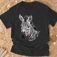 Zebra Portrait Drawing Wildlife Animal Print Nature Motif T-Shirt Geschenke für alte Männer