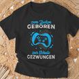 Zum Zocken Geboren Zur Schule Gezwungen Gamer Half Sleeve T-Shirt Geschenke für alte Männer