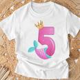 Bambino Bambina Di 5 Anni Pinna Di Sirena Numero 5 Maglietta Regalos para ancianos