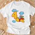 Bambino Compleanno 4 Anni Aereo Pilota 4° Compleanno Maglietta Regalos para ancianos
