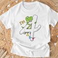 Bambino Dinosauro Del 4° Compleanno Dino Fourth Bday I'm 4 Years Boys Maglietta Regalos para ancianos