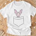 Divertido Gato Sphynx En El Bolsillo Lindo Bebé Sphynx Gato Camiseta unisex Regalos para ancianos