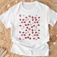 Donna Ciliegie Cherry Fruit Pattern Acquerello Opera D'arte Con Collo A Maglietta Regalos para ancianos