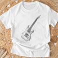 Guitarra Música Instrumento Motivo Ilustración Guitarra Camiseta unisex Regalos para ancianos