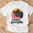 I Hate People intage Style Cat Retro Distressed Maglietta Regalos para ancianos