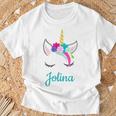 Jolina Name Geschenk Colourful Unicorn Jolina T-Shirt Geschenke für alte Männer