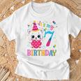 Kinder 7 Geburtstag Katze Mädchen Kätzchen Geburtstag Mädchen 7 Jahre Alt T-Shirt Geschenke für alte Männer