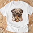 Lindo Carlino Con Diseño De Galleta Dulce Perro Camiseta unisex Regalos para ancianos