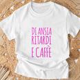 Maglia Simpatica Ansia Ritardi E Caffè Regalo Amica Ansiosa Maglietta Regalos para ancianos