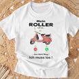 Mein Roller Ruft An Mofa Moped Retro Scooter Gray T-Shirt Geschenke für alte Männer