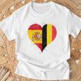 Moitié Espagnole Moitié Belge Un Drapeau Espagne Belgique T-Shirt Cadeaux pour les vieillards