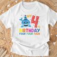 Niños My 4Th Birthday Diseño De Tiburón Para Niños Camiseta unisex Regalos para ancianos