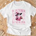 In October We Wear Pink Witch Ghost Pumpkin Breast Cancer T-Shirt Gifts for Old Men