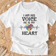 I Am Hisoice He Is My Heart Herzschlag Autism Awareness Son T-Shirt Geschenke für alte Männer