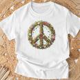 Peace Damen Männer Hippie 60Er 70Er Gray T-Shirt Geschenke für alte Männer