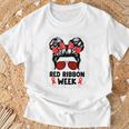 Red Ribbon Week Messy Bun Red Ribbon Week Awareness T-Shirt Gifts for Old Men Red Ribbon Week Messy Bun Red Ribbon Week Awareness T-Shirt Gifts for Old Men