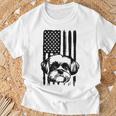 Shih Tzu American Flag Usa Patriot Shih Tzu Papà Shih Tzu Maglietta Regalos para ancianos