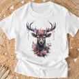 Stag With Roses Flowers Oktoberfest Costume Dirndl T-Shirt Geschenke für alte Männer