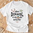 Women's Mei Dirndl Is In Da Wäsch Sayings T-Shirt Geschenke für alte Männer