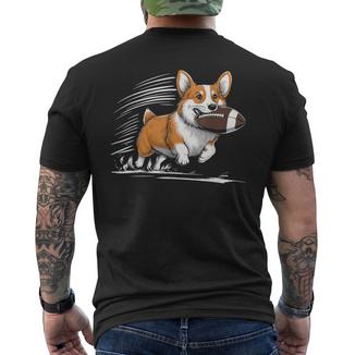 Corgi Hund Spielt Fußball Spieler Sport T-Shirt mit Rückendruck - Geschenkecke