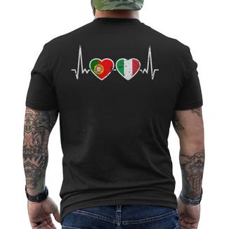 Portugal Italyintage Heartbeat Flag Portuguese T-Shirt mit Rückendruck - Seseable