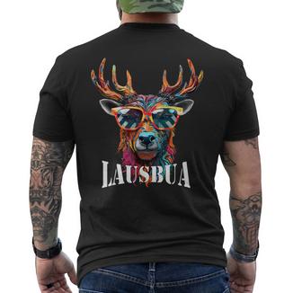 Traditional Deer Oktoberfest Lederhosen Lausbua T-Shirt mit Rückendruck - Seseable