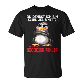 Du Denkst Ich Bin Klein Lieb Und Nett Cute Penguin T-Shirt - Geschenkecke