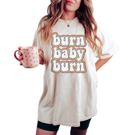 Burn Baby Groovy Roller Disco Outfit Vintage 70S Costume Women s Oversized Comfort T shirt Monsterry