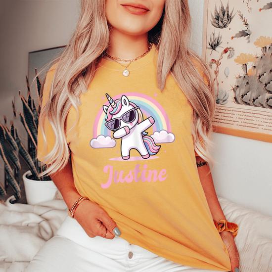 Chemise Justice Fille Taille 8 - Marron, Blanc, Paillettes Licorne - NEUVE Avec étiquettes