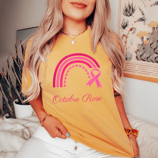 T-shirt Femme Octobre Rose - Ruban Sensibilisation Cancer Du Sein - Coupe Classique, Manches Courtes