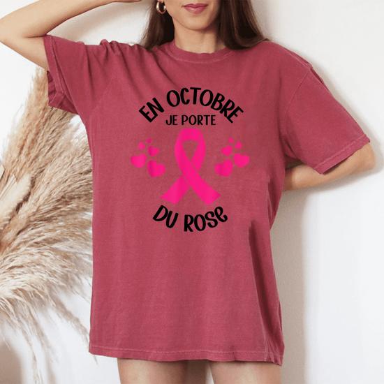 Message Soutien T-shirt Cancer Sein Shop4ever Femme Col V - Coupe Ajustée - Soutien Sensibilisation Octobre T-shirt Cancer Du Sein