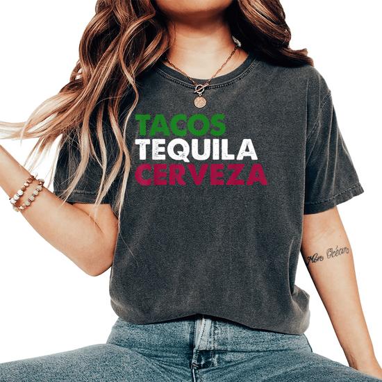 Tacos Tequila Cerveza Funny Taco Beer Lover T-Shirt Gift Tacos Tequila Cerveza Funny Taco Beer Lover T-Shirt Gift