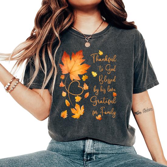 Thankful Grateful Blessed Comfy Fall T Shirt