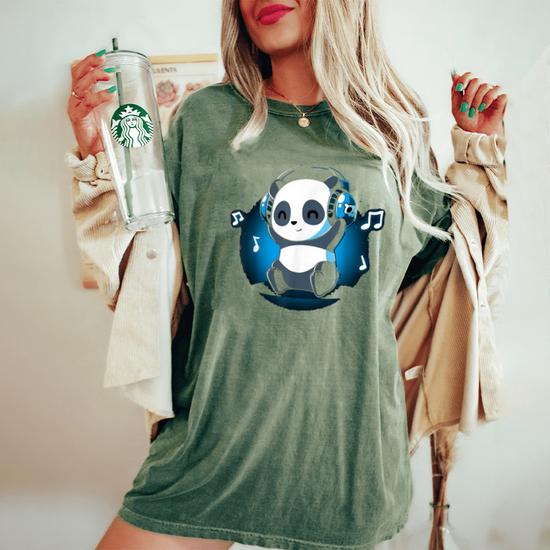 Maglietta Panda Con Cuffie - T-Shirt Divertente Per Musicisti E Amanti Degli Animali - Foto 5
