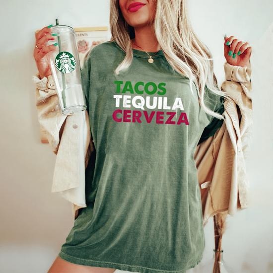 Tacos Tequila Cerveza Funny Taco Beer Lover T-Shirt Gift Tacos Tequila Cerveza Funny Taco Beer Lover T-Shirt Gift