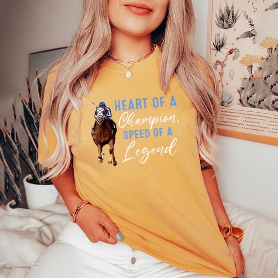 Monsterry Women s Oversized Horse Heart of A Champion T Shirt