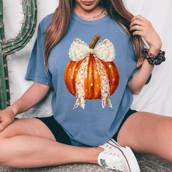Women's Funny Fall Thankful T-Shirt - Pumpkin Leaves Graphic Tee, Short Sleeve, Casual Thanksgiving Top - View #13