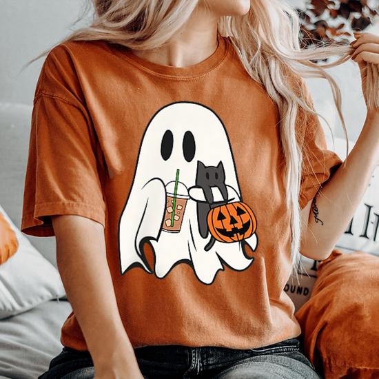 Groovy Halloween Spooky Vibes Retro Floral Spooky Ghost Costume Shirt