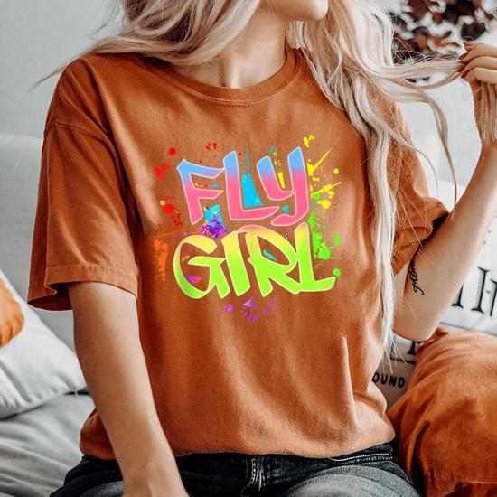 Fly Girl 80S 90S Old School Hip Hop Girls Women s Oversized Comfort T Shirt Seseable UK