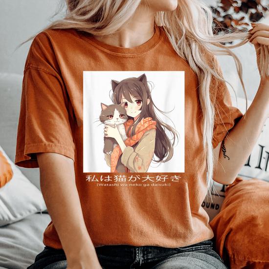 T-shirt Homme Shiroi Neko - Coton, Motif Shiroi Neko, Dégradé Bleu à Blanc - Taille M