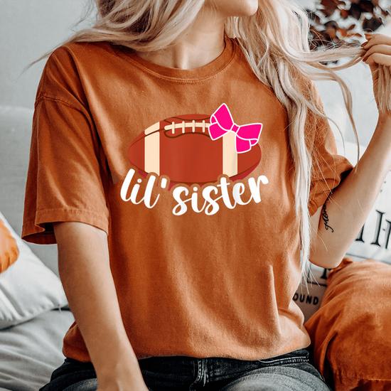 thumbnail image 2 of Little Sister Biggest Fan Football Shirt - Toddler Cheerleader Tee 2 of 13