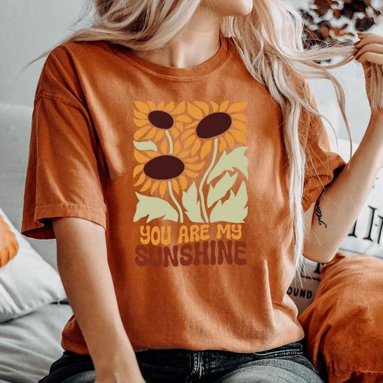 You Are My Sunshine Boho Wildflowers Quotes Women s Oversized Comfort T Shirt Monsterry