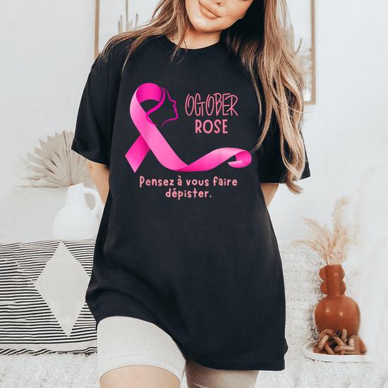 T-shirt Rose Cancer Du Sein Femme - Coton Léger, Coupe Classique - Sensibilisation Octobre Rose