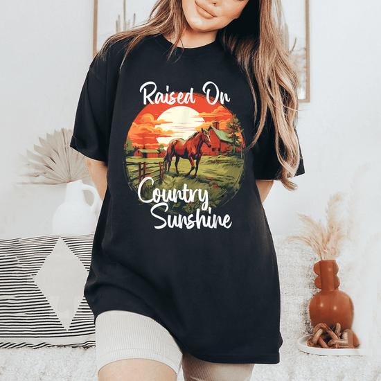 Raised On Country Sunshine Farm Horse Cowgirl Women's