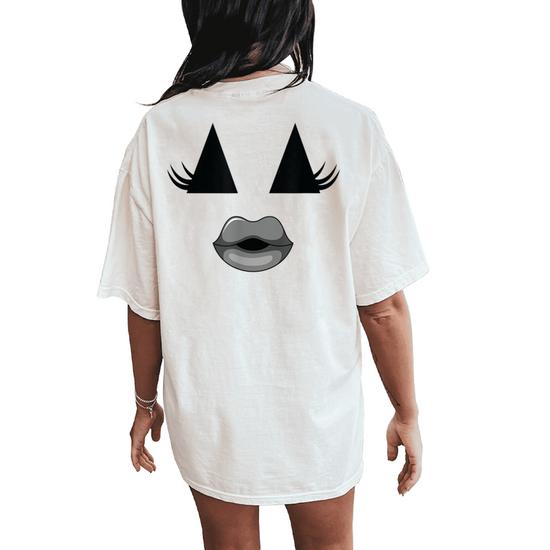 Maglietta Donna Teschio Con Labbra E Morso Taglia Oversize Per Halloween Oops Outlet UK
