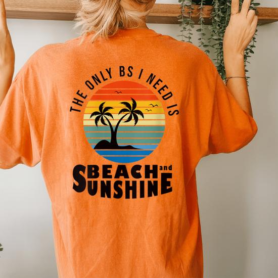 Women’s Funny T-Shirt – 'The Only BS I Need Is Beers And Sunshine' Tee In Yellow, Soft Cotton Blend, X-Large